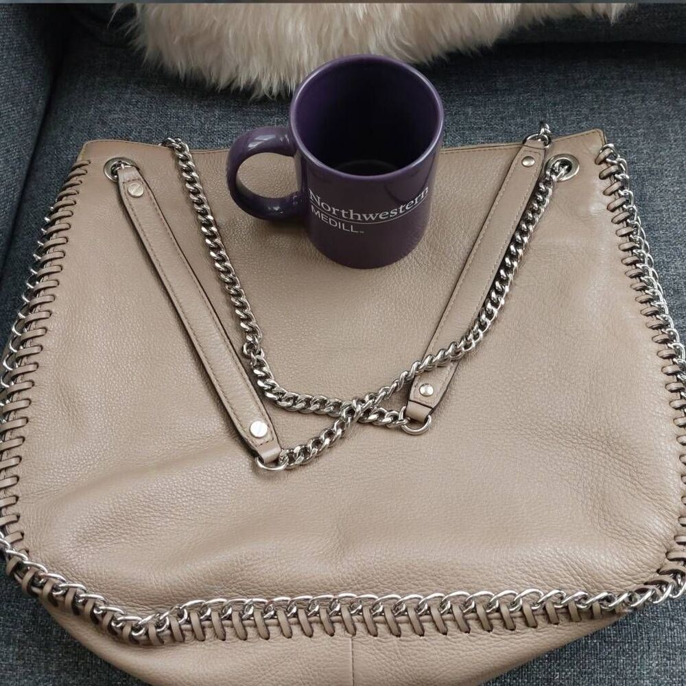 Michael Kors Chelsea Large Shoulder Bag | Dark Dune Leather Chain Detail Tote - Picture 15 of 15